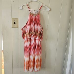 NWT Charlotte Russe Coral and Peach Printed Dress Size L